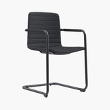 CHELSEA Cantilever Visitor Chair – black upholstery and black metal cantilever frame – three-quarter view – Lima Design Morocco