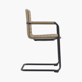CHELSEA Cantilever Visitor Chair – brown upholstery and black metal cantilever frame – side view – Lima Design Morocco