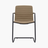 CHELSEA Cantilever Visitor Chair – brown upholstery and black metal cantilever frame – front view – Lima Design Morocco