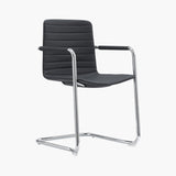 CHELSEA Cantilever Visitor Chair – black upholstery and chrome cantilever frame – three-quarter view – Lima Design Morocco