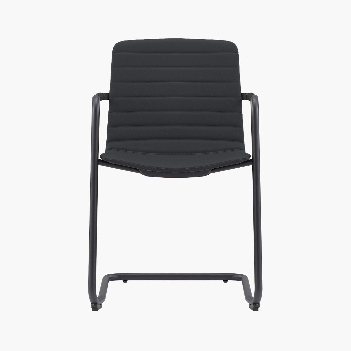 CHELSEA Cantilever Visitor Chair – black upholstery and black metal cantilever frame – front view – Lima Design Morocco