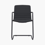 CHELSEA Cantilever Visitor Chair – black upholstery and black metal cantilever frame – front view – Lima Design Morocco