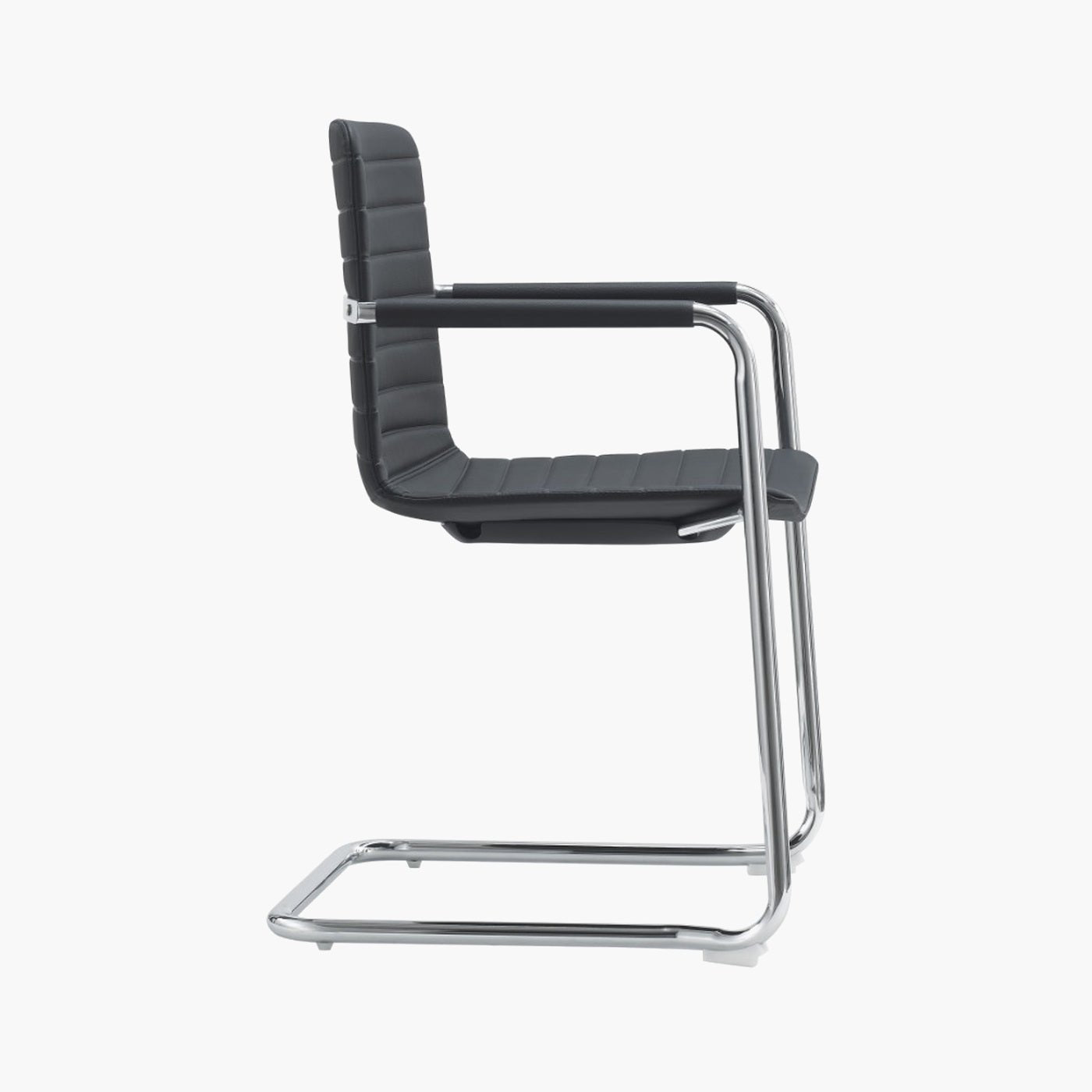 CHELSEA Cantilever Visitor Chair – black upholstery and chrome cantilever frame – side view – Lima Design Morocco