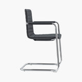 CHELSEA Cantilever Visitor Chair – black upholstery and chrome cantilever frame – side view – Lima Design Morocco