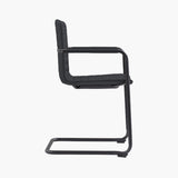 CHELSEA Cantilever Visitor Chair – black upholstery and black metal cantilever frame – side view – Lima Design Morocco
