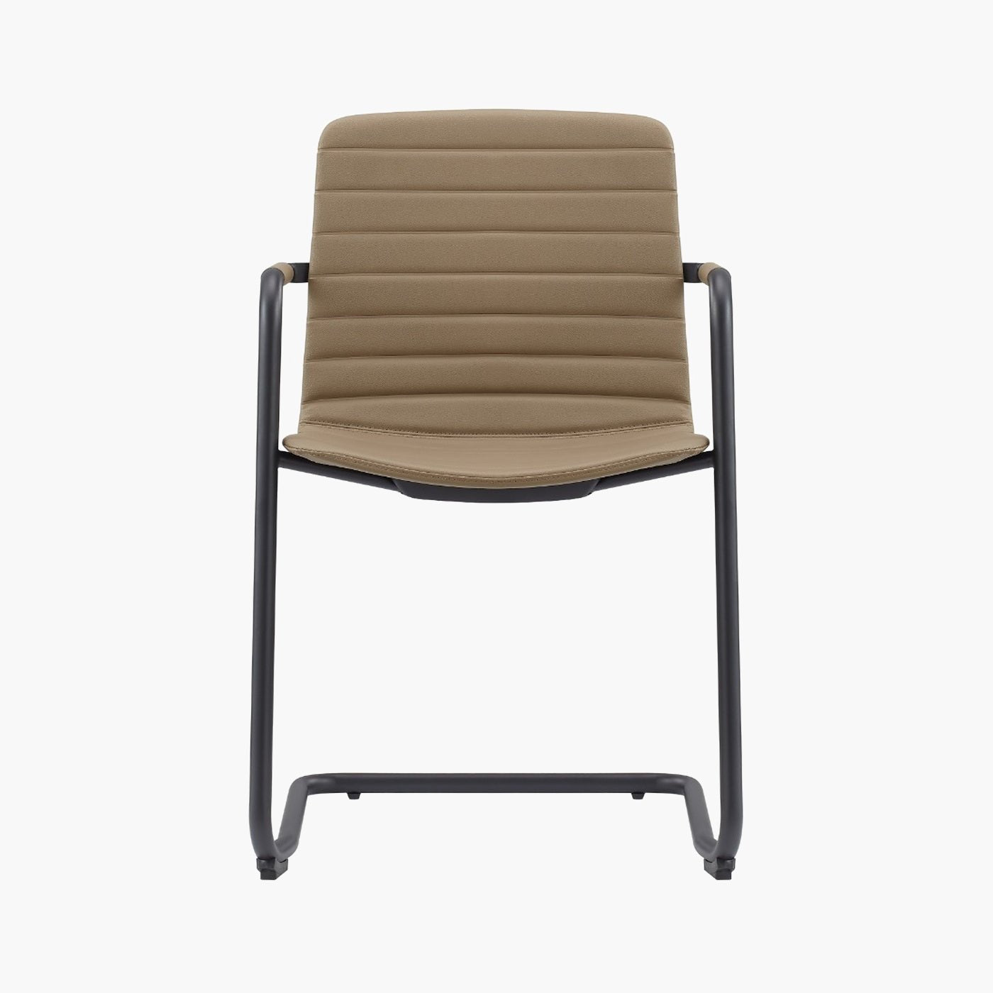 CHELSEA Cantilever Visitor Chair – brown upholstery and black metal cantilever frame – front view – Lima Design Morocco