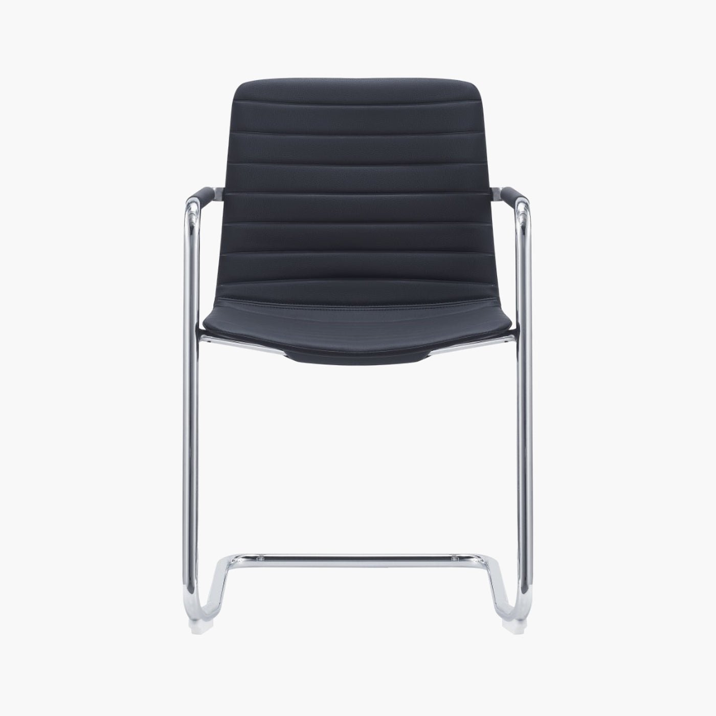 CHELSEA Cantilever Visitor Chair – black upholstery and chrome cantilever frame – front view – Lima Design Morocco