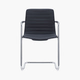 CHELSEA Cantilever Visitor Chair – black upholstery and chrome cantilever frame – front view – Lima Design Morocco