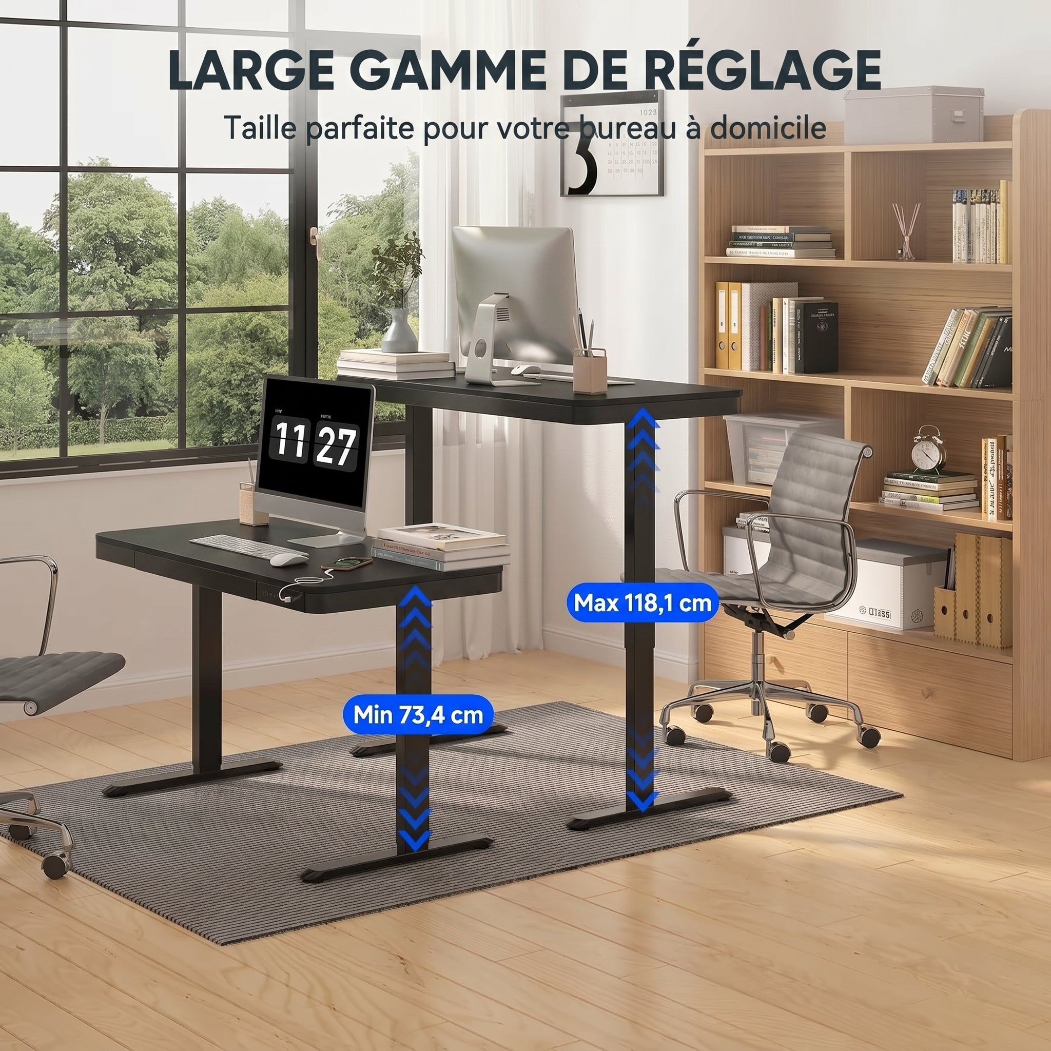 EW9 – Bureau Assis-Debout Tout-en-Un — bureau assis-debout électrique, Lima Design Maroc, vue 09