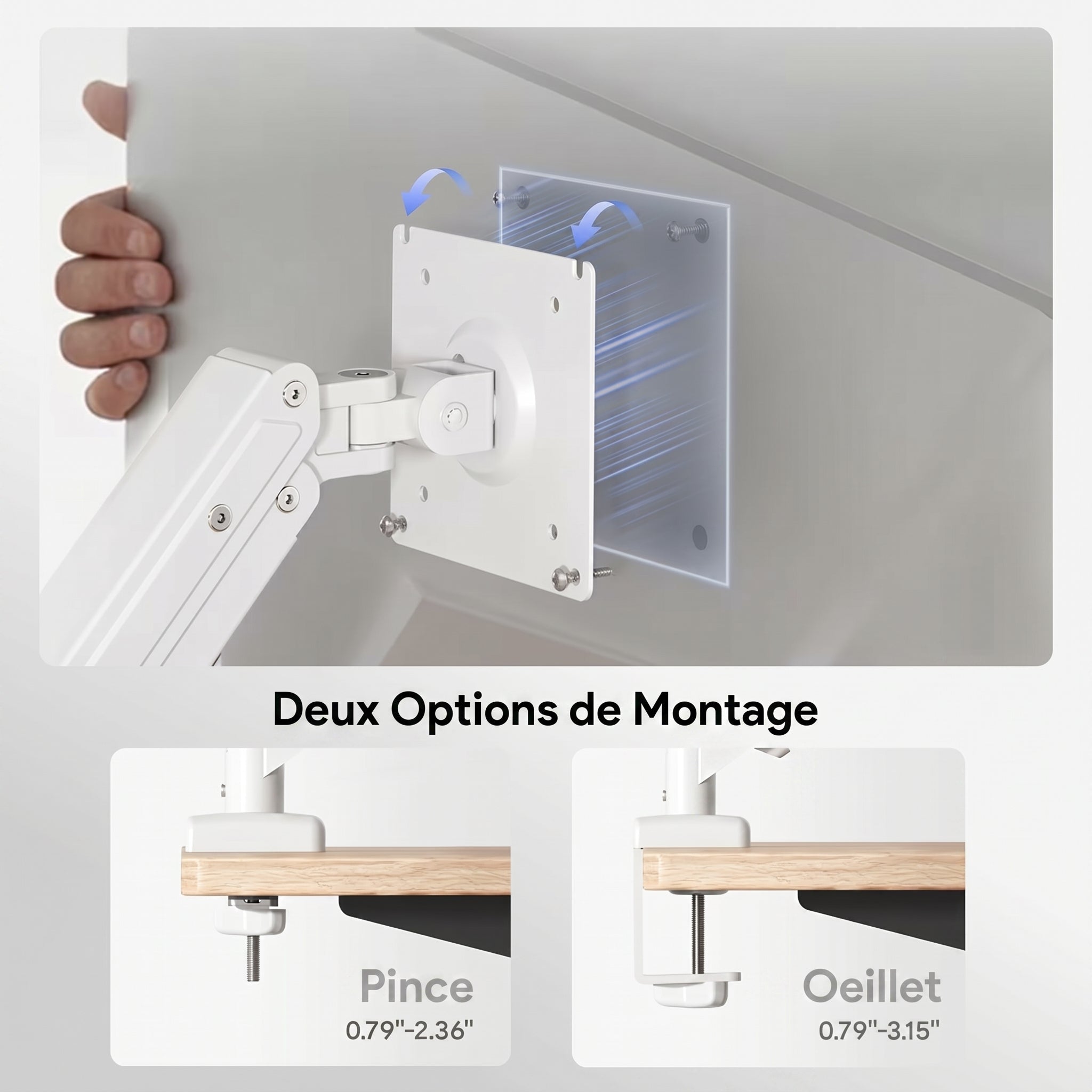 FlexiSpot F5 – Bras Support Écran à Ressort à Gaz — support écran, Lima Design Maroc, vue 07